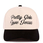 Black hat with pretty girls love Jesus text and adjustable strap