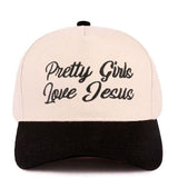 Black hat with pretty girls love Jesus text and adjustable strap