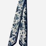 Ivory twilly scarf with navy floral and butterfly print.