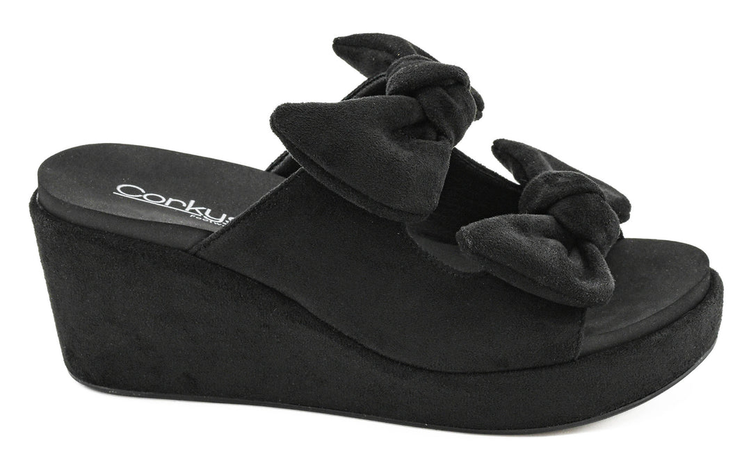 Corky's Bowed Up Black Faux Suede