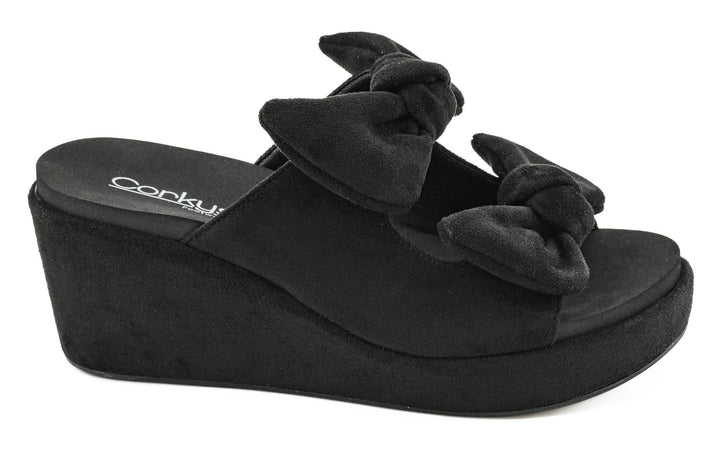 Corky's Bowed Up Black Faux Suede