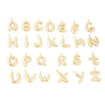 Bubble letter scarf charms with polished finish and clasp closure for personalization