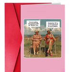 Pink vintage greeting card with funny Bucket List adult humor quote.