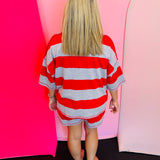 Red Striped Half-Zip Set