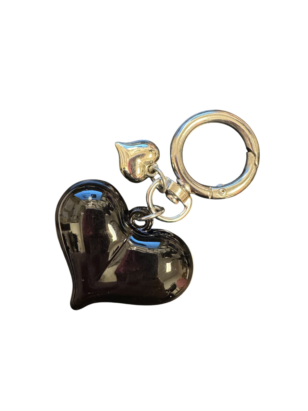 Black acrylic oversized heart charm with silver accent, perfect for scarf necklaces or trendy jewelry.