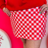 Red Diagonal Gingham Skort