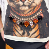 Jewel Collared Tiger Witch Patch Tee (Black)