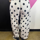 Grey & Black Polka Dot Barrel Pants