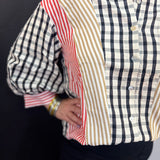 Mixed Stripe & Gingham Button Down Top