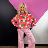 HO HO HO Fuzzy Checkered Sweatshirt