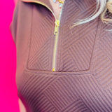Brown Quarter Zipper Mini Dress