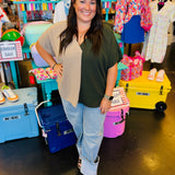 Coco/Olive Colorblock V-Neck Top