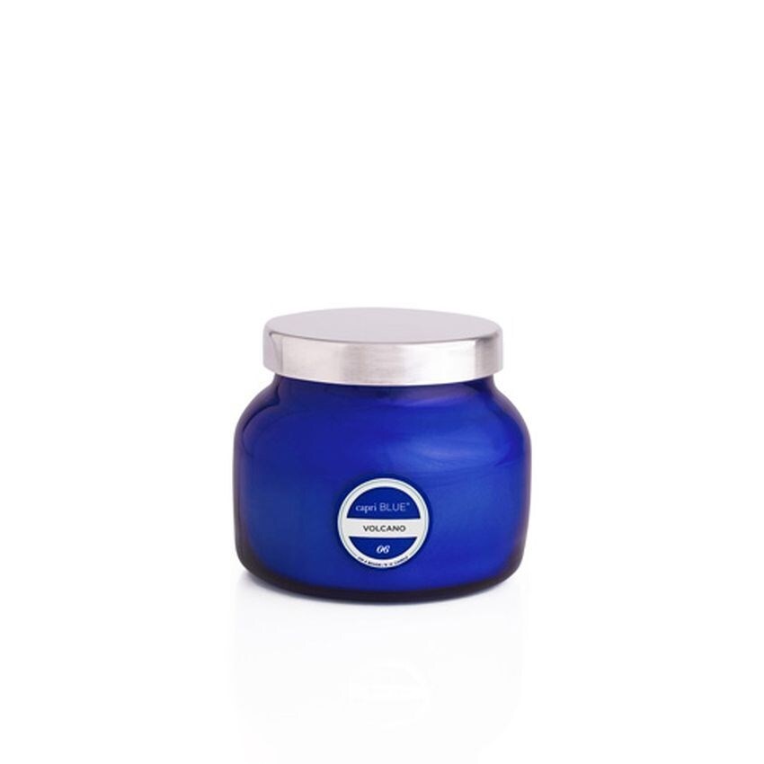 Capri Blue Volcano Signature Petite Jar Candle 8oz – cobalt blue tropical citrus-scented candle with 40-hour burn time.