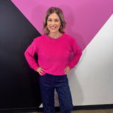 Hot Pink Chenille Waffle Sweater