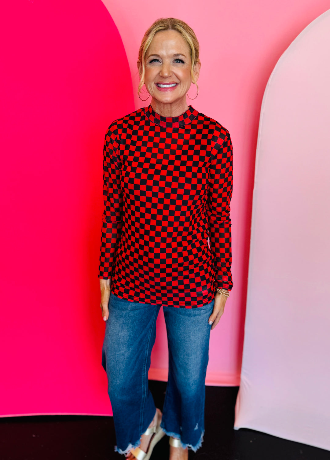 Red & Black Pep Rally Mesh Top