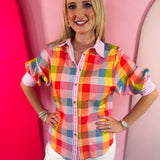 Rainbow Gingham Top
