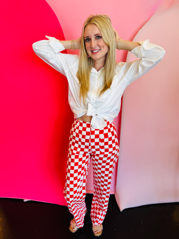 Red Demi Checkered Jeans