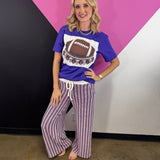 Purple Ribbed Stripe Lounge Pants