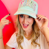 Mint Sequin Merry Trucker Hat