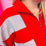 Red Striped Half-Zip Set