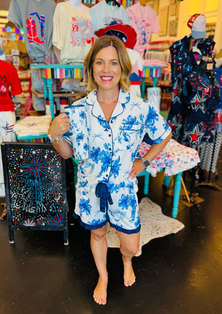 Blossom Short Sleeve Ruffle Pajama Set