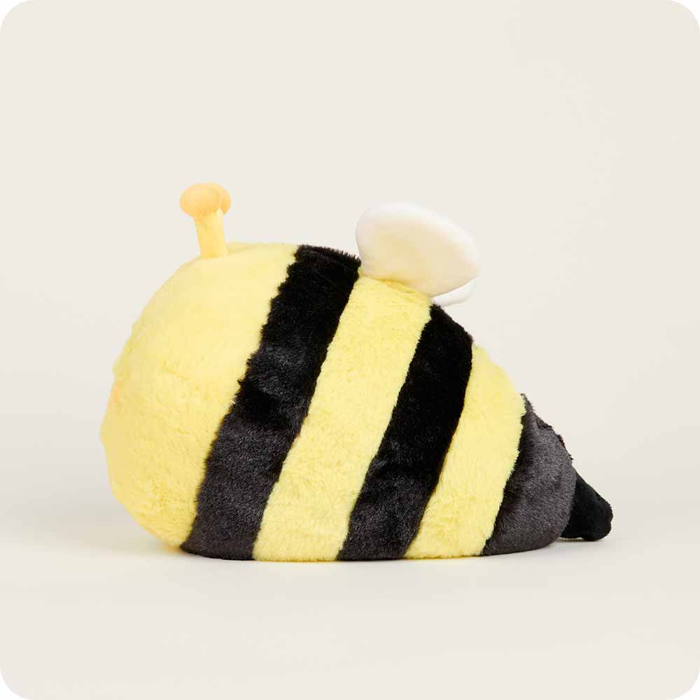 Yellow and black Bee Warmies® plush, microwavable, lavender-scented, and weighted for comfort, safe for all ages.