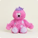 Pink Monster Warmies® plush, microwavable and lavender-scented, weighted for comfort, freezer safe, fun gift for all ages.