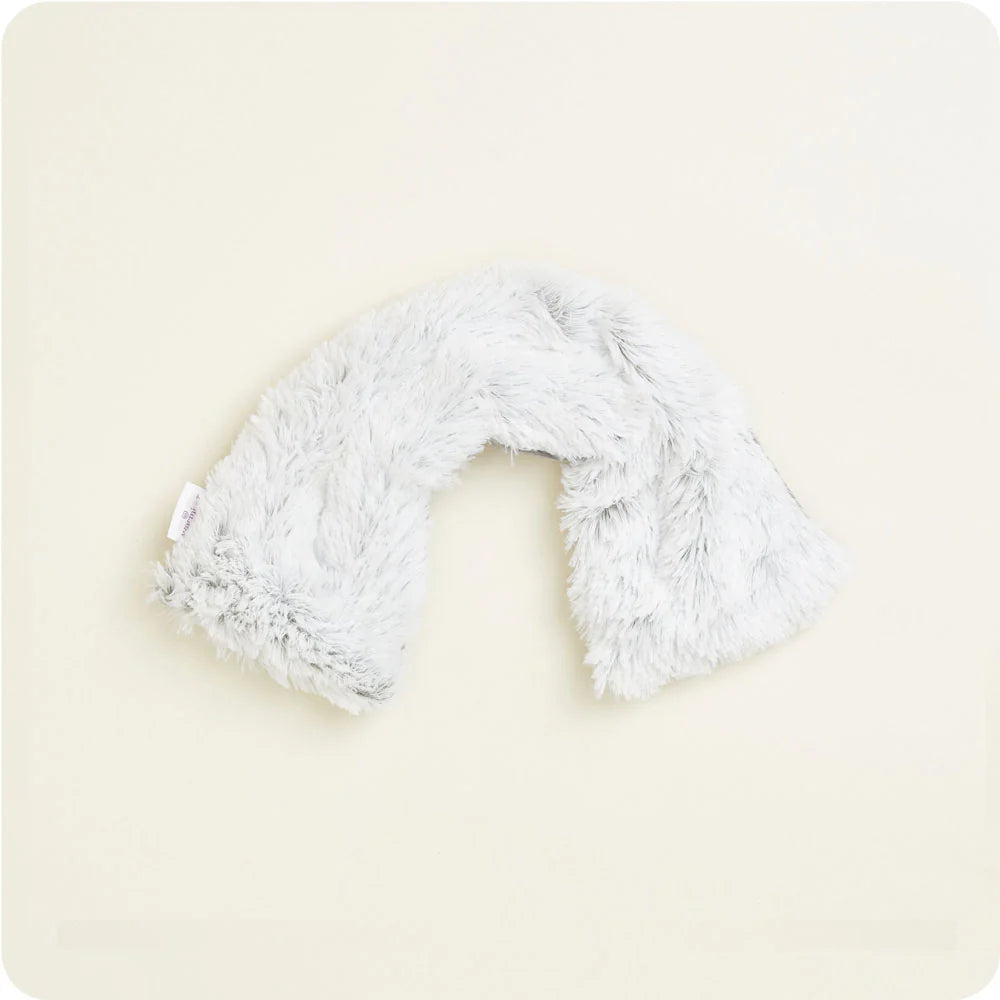 Warmies Marshmallow Gray Neck Wrap, microwavable and lavender-scented, for warmth, cooling relief, and relaxation.