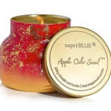 Capri Blue Apple Cider Social Glimmer Petite Candle with red finish and warm apple cinnamon scent.
