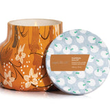Capri Blue Pumpkin Dulce Petite Candle with festive pattern and warm pumpkin vanilla fragrance.