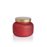 Red glitter Volcano candle with iconic fruity scent and long 85-hour burn time.
