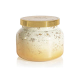 Capri Blue Volcano Glimmer Candle, 28oz, in a winter white  gold jar.