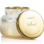 Capri Blue Volcano Glimmer Signature Candle with ombre design, gold interior, and tropical citrus fragrance. 