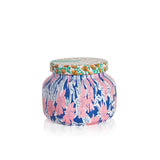 Capri Blue Volcano Pattern Play 19 oz candle in a bold patterned vessel.