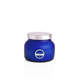 Capri Blue Volcano Petite Candle in cobalt jar with tropical fruits and sugared citrus fragrance.