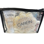 A pampering gift set including Dazzle hand cream, a soap sponge, and lip balm.