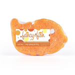 Fancy the Fish soap sponge creating bubbly lather for fun, gentle bath time for kids.
