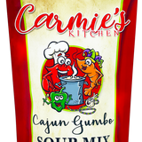 Carmies Cajun Gumbo Soup Mix with rice and bold spices, ready for a hearty Louisiana-style meal.