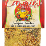 Carmies Jalapeño Cheddar Dip Mix with spicy jalapeños, green chiles, and creamy cheddar cheese flavor.