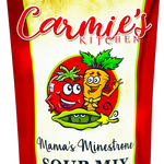 Carmies Mama’s Minestrone Soup mix with diced tomatoes, ready to serve warm and hearty.