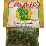 Carmies Spunky Spinach Cheeseball Mix package for making creamy spinach dip or cheeseball appetizer.