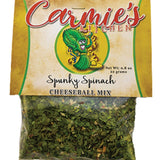 Carmies Spunky Spinach Cheeseball Mix package for making creamy spinach dip or cheeseball appetizer.