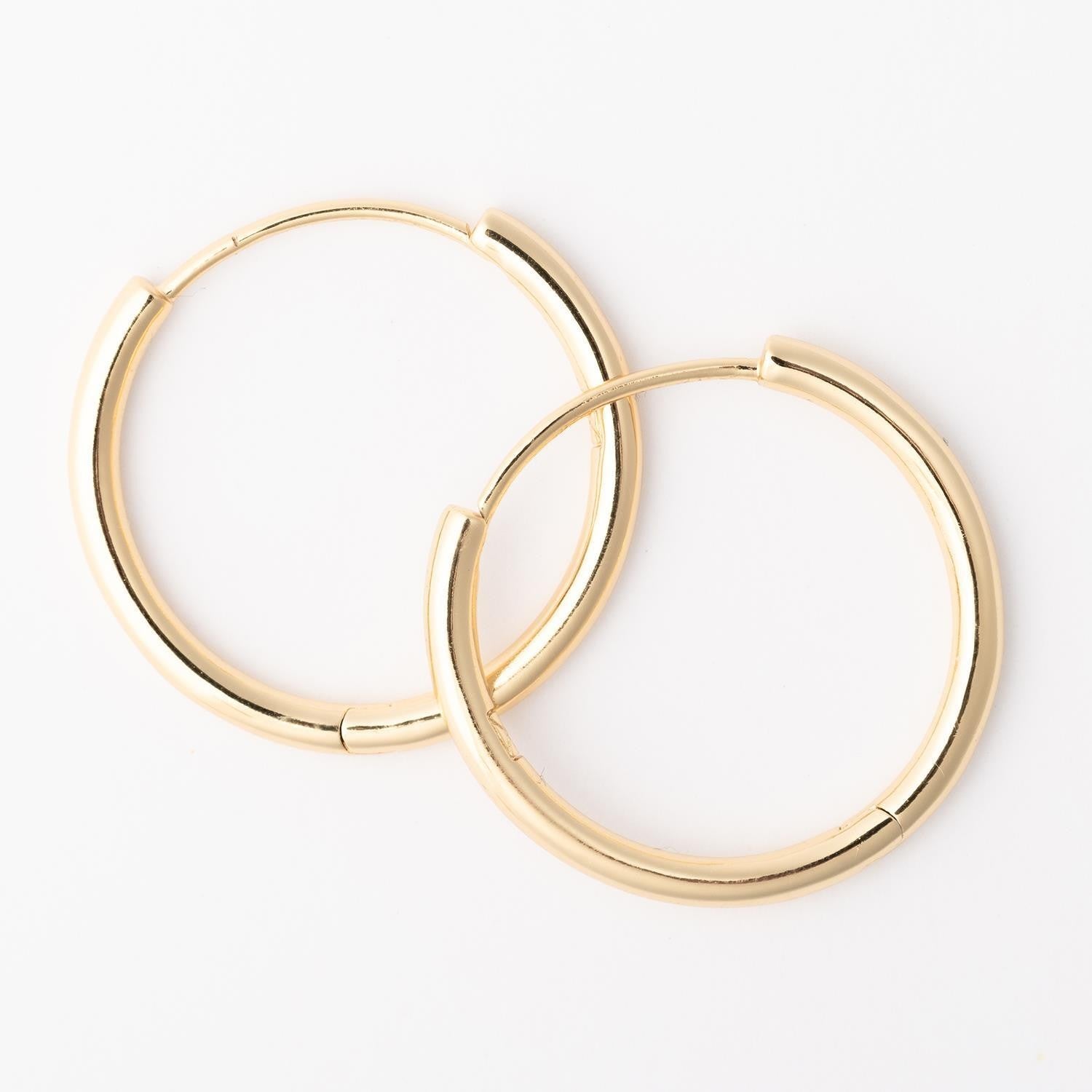 18k gold plated Claire Charm Bar Earrings, customizable with charms, available in three sizes.