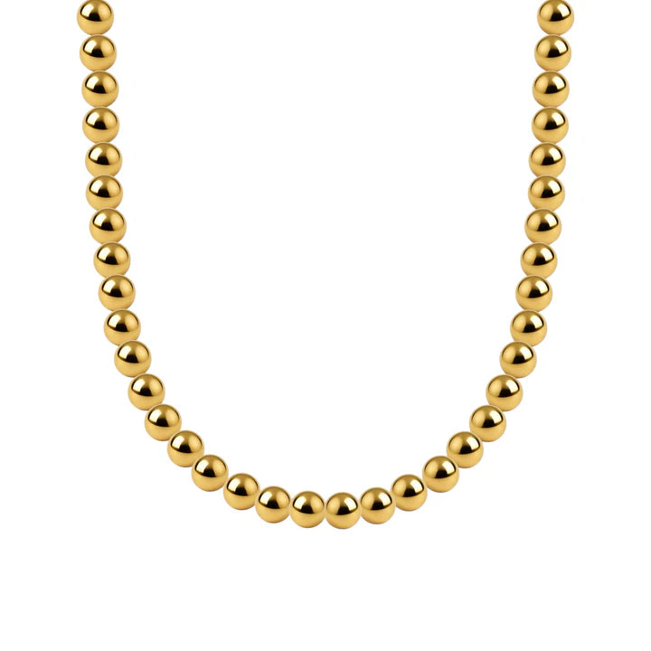 Bara Boheme elegant 14K gold filled beaded necklace with 5mm beads, 14 inches with extender.