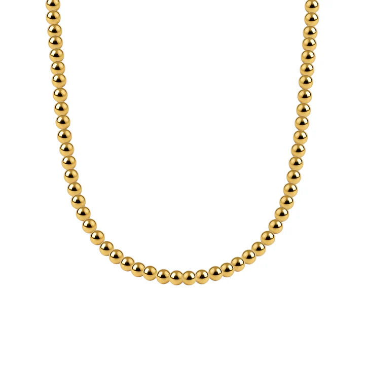 Bara Boheme elegant 14K gold filled beaded necklace with 4mm beads, 14 inches with extender.