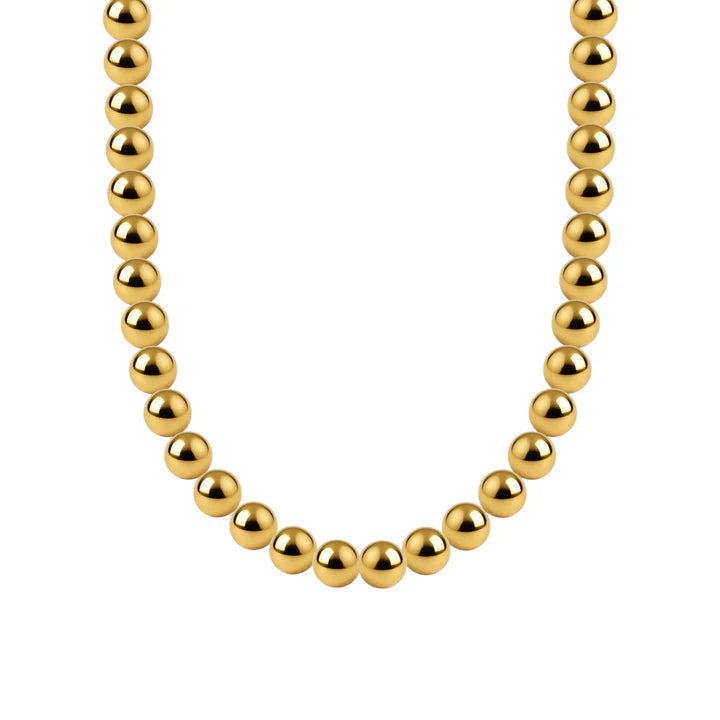 Bara Boheme elegant 14K gold filled beaded necklace with 6mm beads, 14 inches with extender.