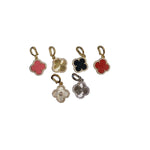 Gold tone clover scarf charm available in red, pink, black, gold, silver, and white