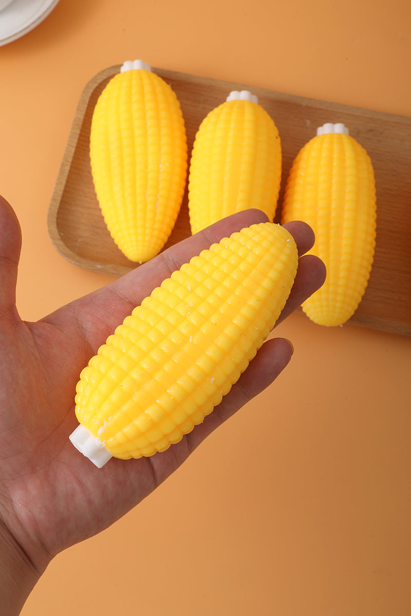Corn-shaped slow-rising squishy sensory toy.