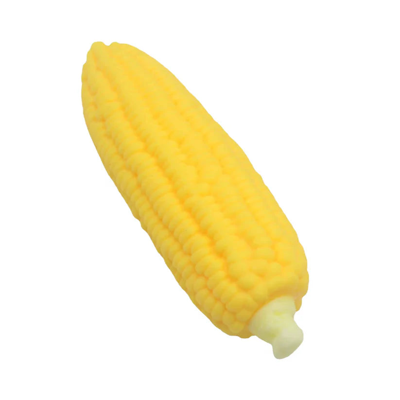 Corn-shaped squishy stress toy with soft sensory texture.