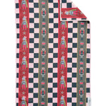 Crae Battle of the Kings hand towel with nutcracker soldiers, checkered print, and festive stripes.